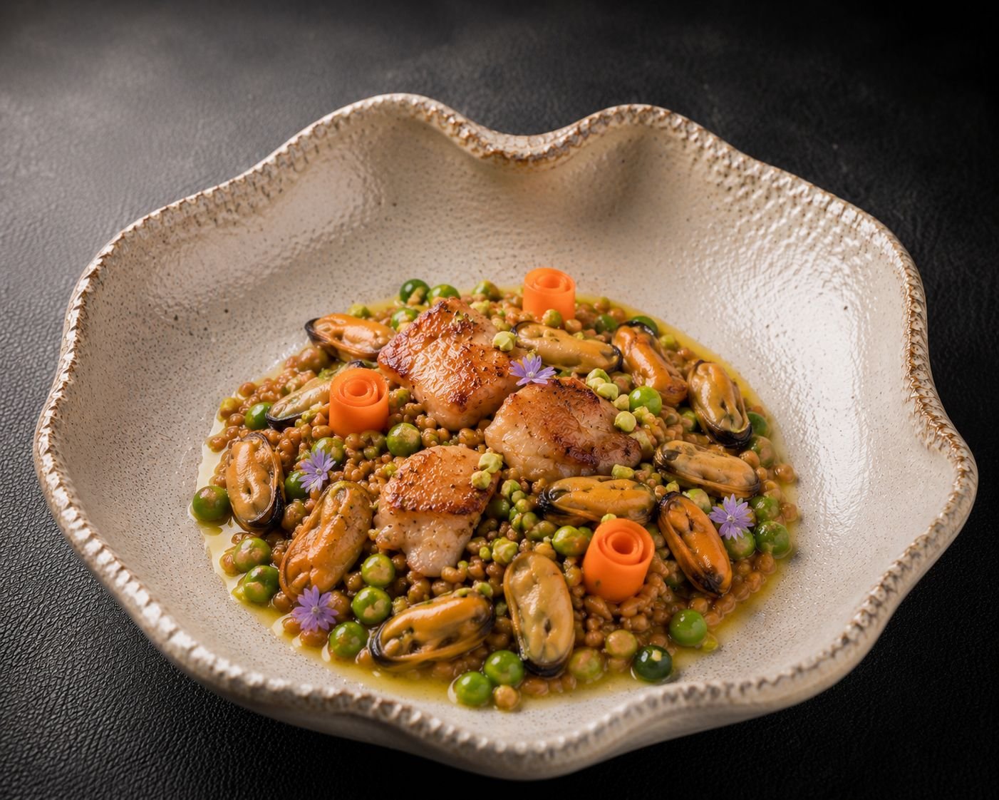 Ris de veau, éclats marins safranés